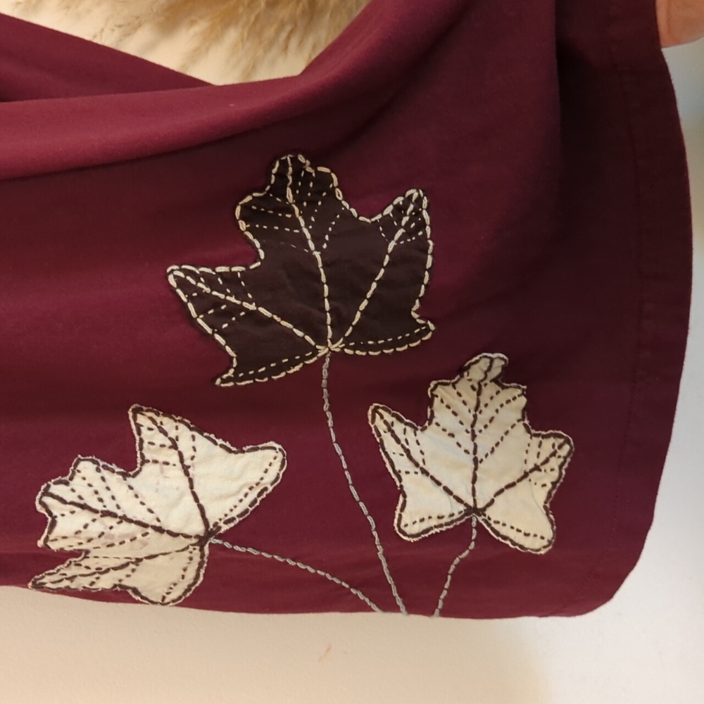Synergy Organic Clothing Burgundy Dress With Fall Leaves - Picture 2 of 3